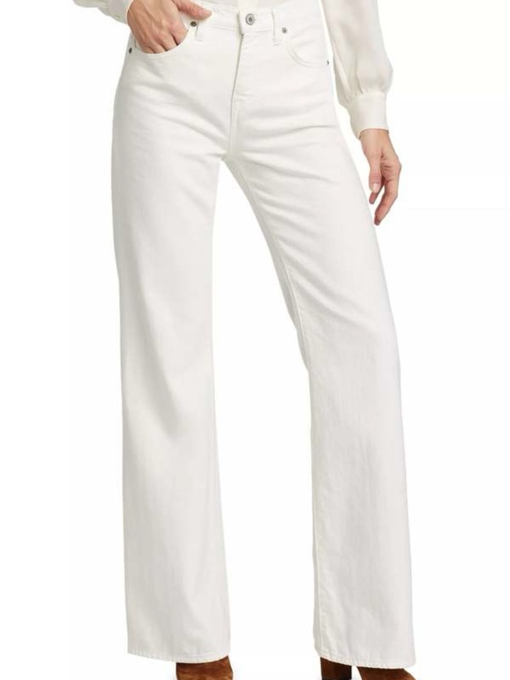 Nili Lotan Women's Boot Cut Jeans in cream